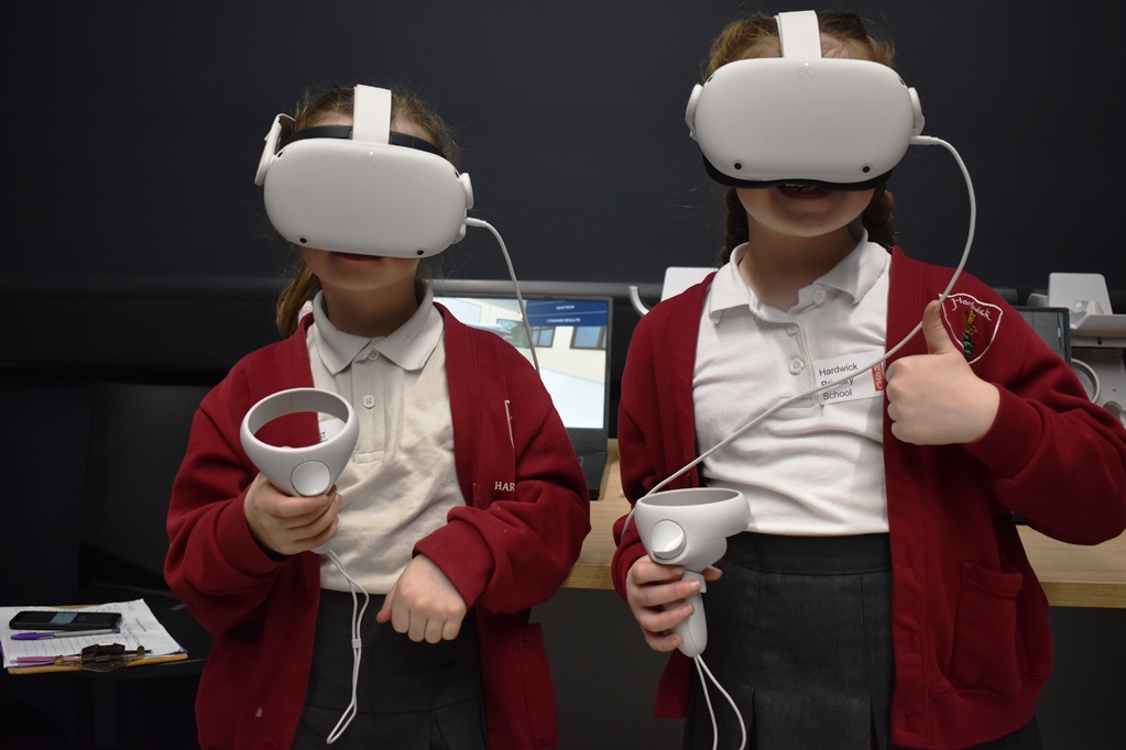 Students trying out VR