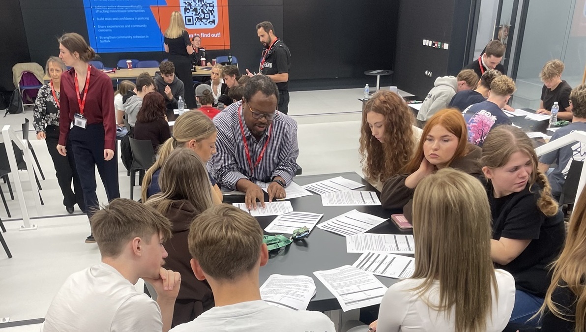 Public services students from West Suffolk College take part in police scrutiny panel