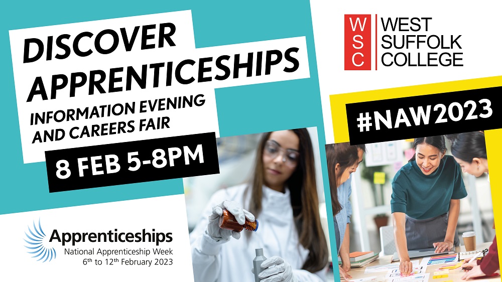Graphic saying Apprenticeships Info Event & Careers Fair