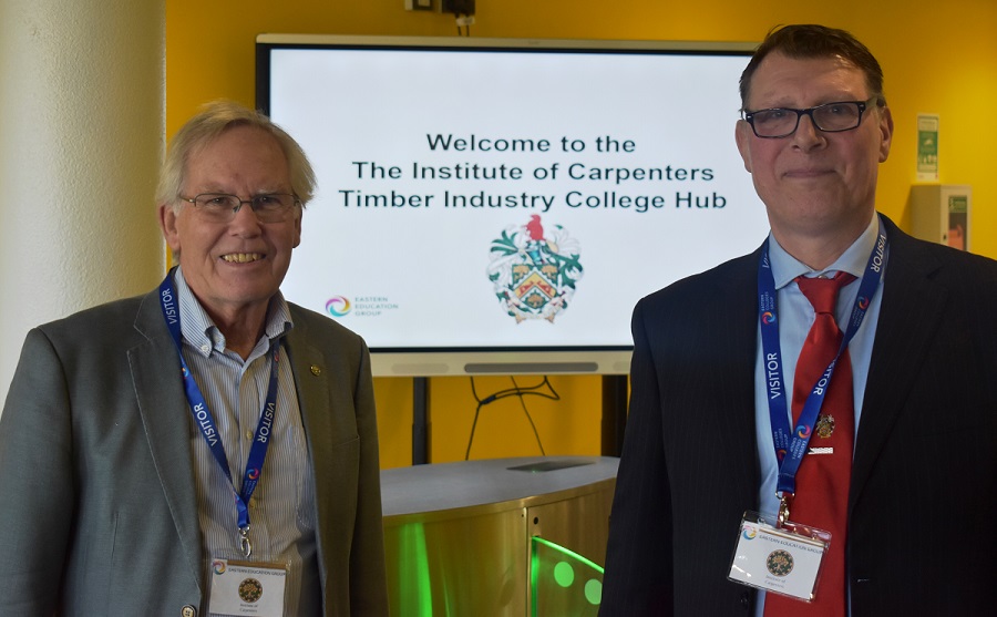 IOC President Geoff Rhodes with Marcus Jahrling from the IOC ahead of this conference that aims to get more young people interested in carpentry careers