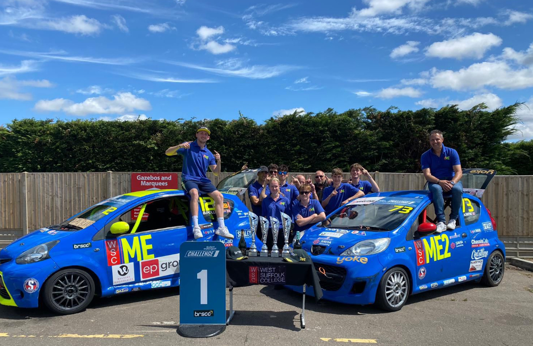 The West Suffolk College motorsports team enjoyed success during the CityCar cup championship  - here they are at Brands Hatch