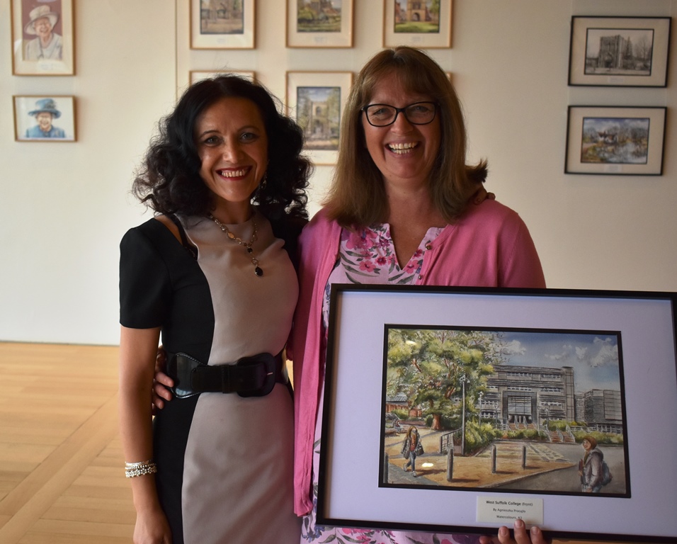 Agnieszka Procajlo, lady with curly hair and artist. and Debbie Coombes, older lady with medium length blonde hair at the Apex