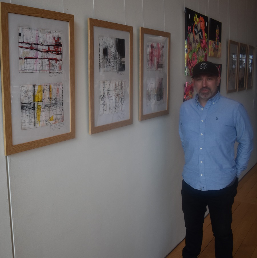 Derek Johnson director of art and design at West Suffolk College by his artwork