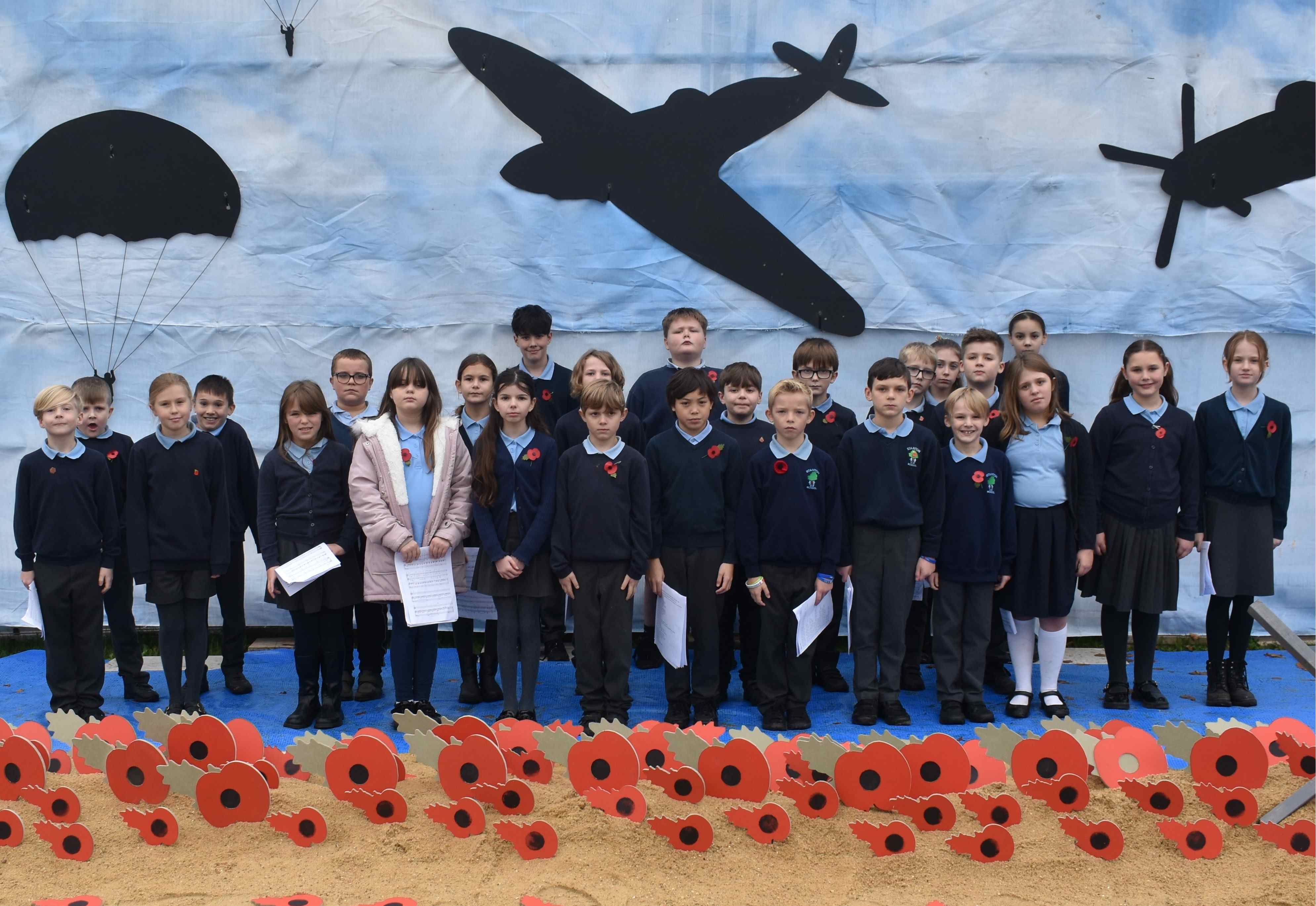 4 Youngsters from Stanton Primary School sang two songs during a ceremony that their teacher said was beautiful 