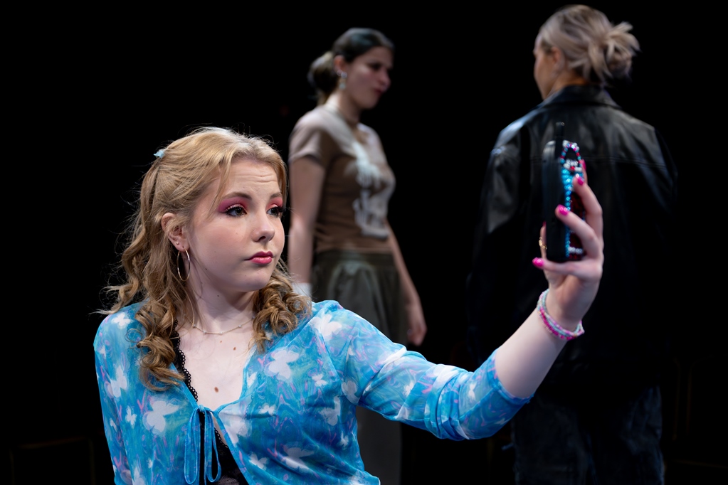 Katy Wainwright in Reality Cheque playing a celebrity obsessed 'it girl' called Mel Marsden