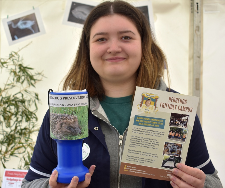 Mikayla Stannard promoting a charity hedgehog scheme