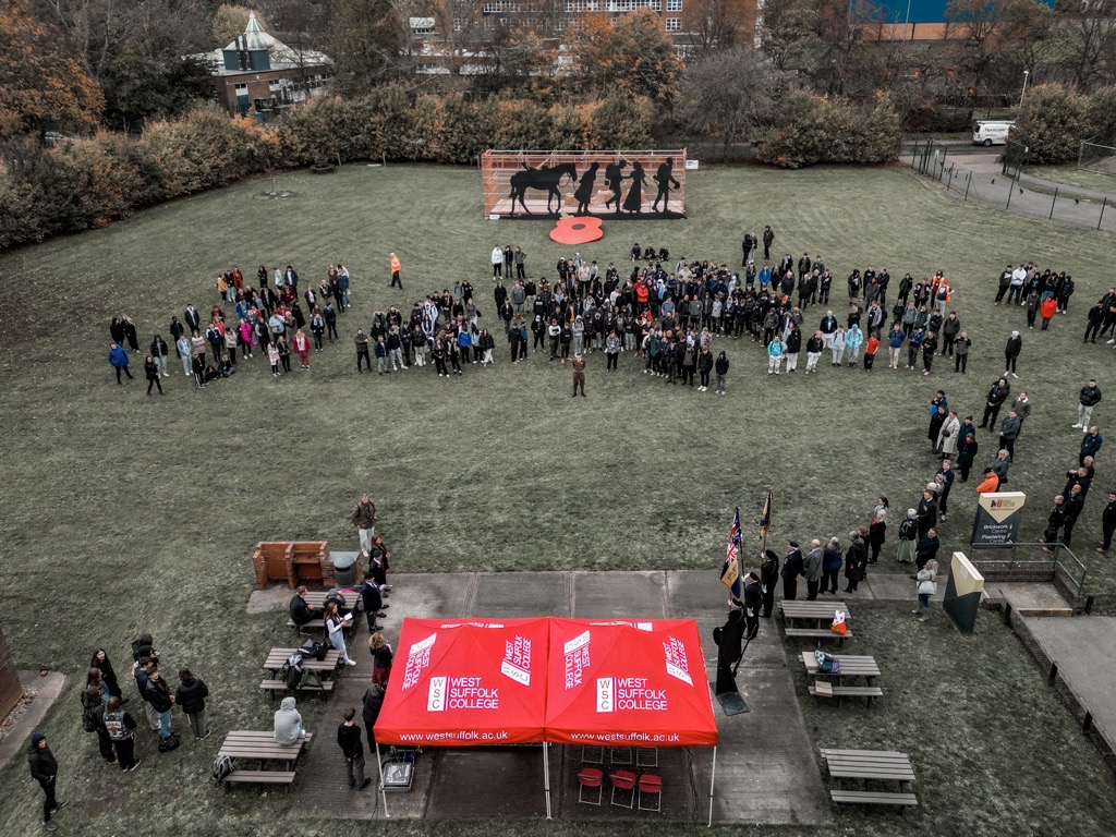 Aerial photo of remembrance 2022 ceremony