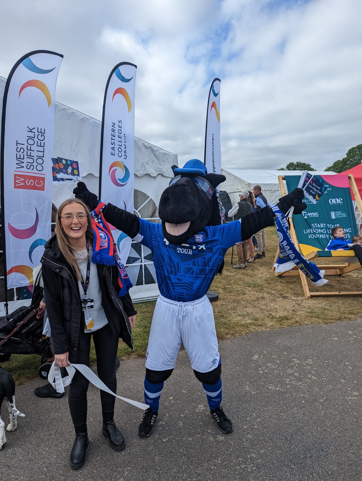 Ipswich Football Club Mascot waving flags