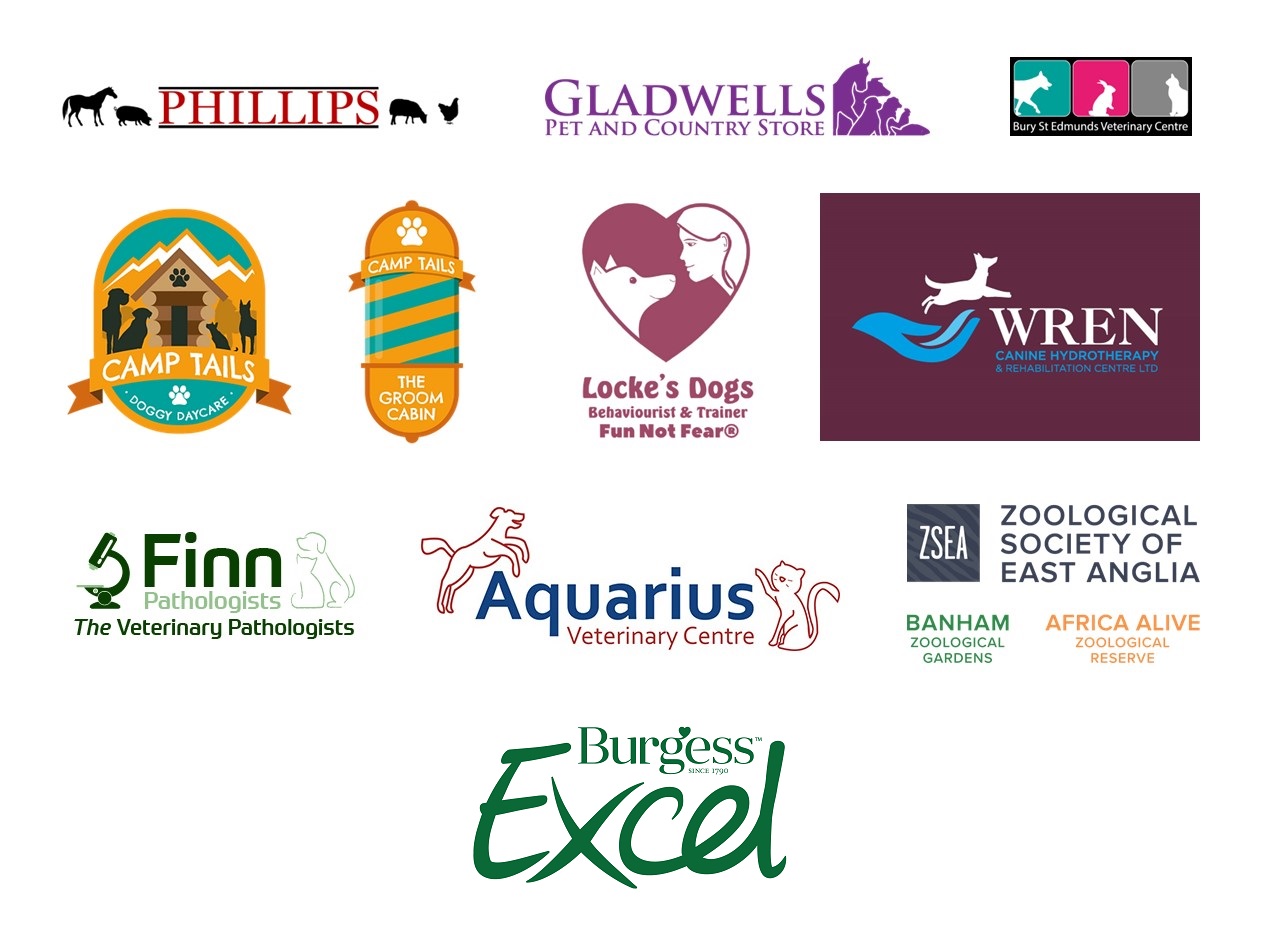 A montage of logos of sponsors of the Animal Studies centre and its courses at West Suffolk College
