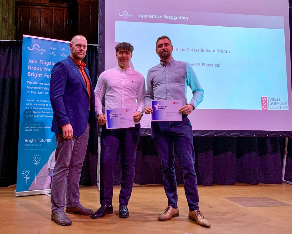 Electrical Apprentices who have received an Apprenticeship Recognition Award at Flagship Group’s Apprenticeship Awards evening