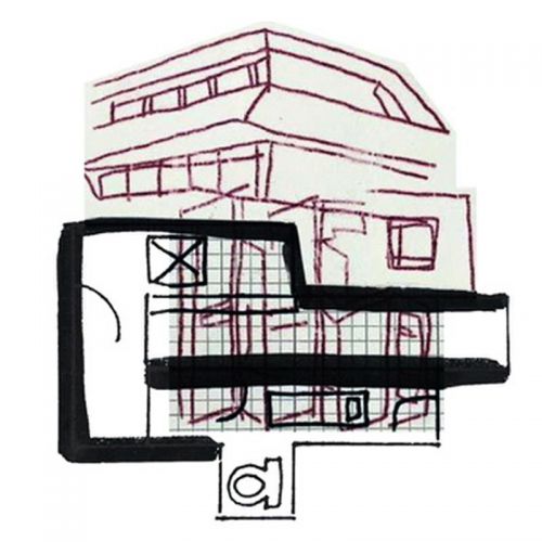 Photo of a rough sketch of an architectural plan