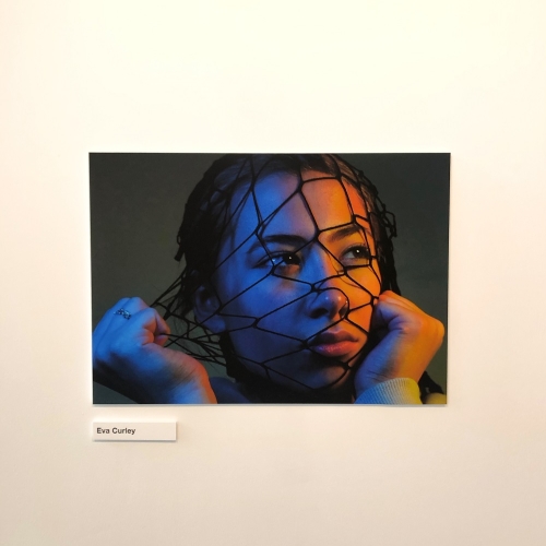 Photo of a person with a net over their head
