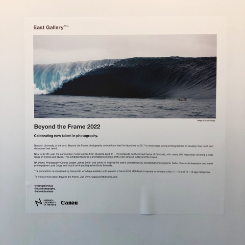 Poster with "Beyond the frame 2022" written as the title
